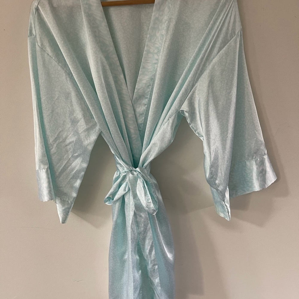Vintage Morgan Taylor SZ S/M Kimono Baby Blue 3/4 Sleeve Robe w/belt